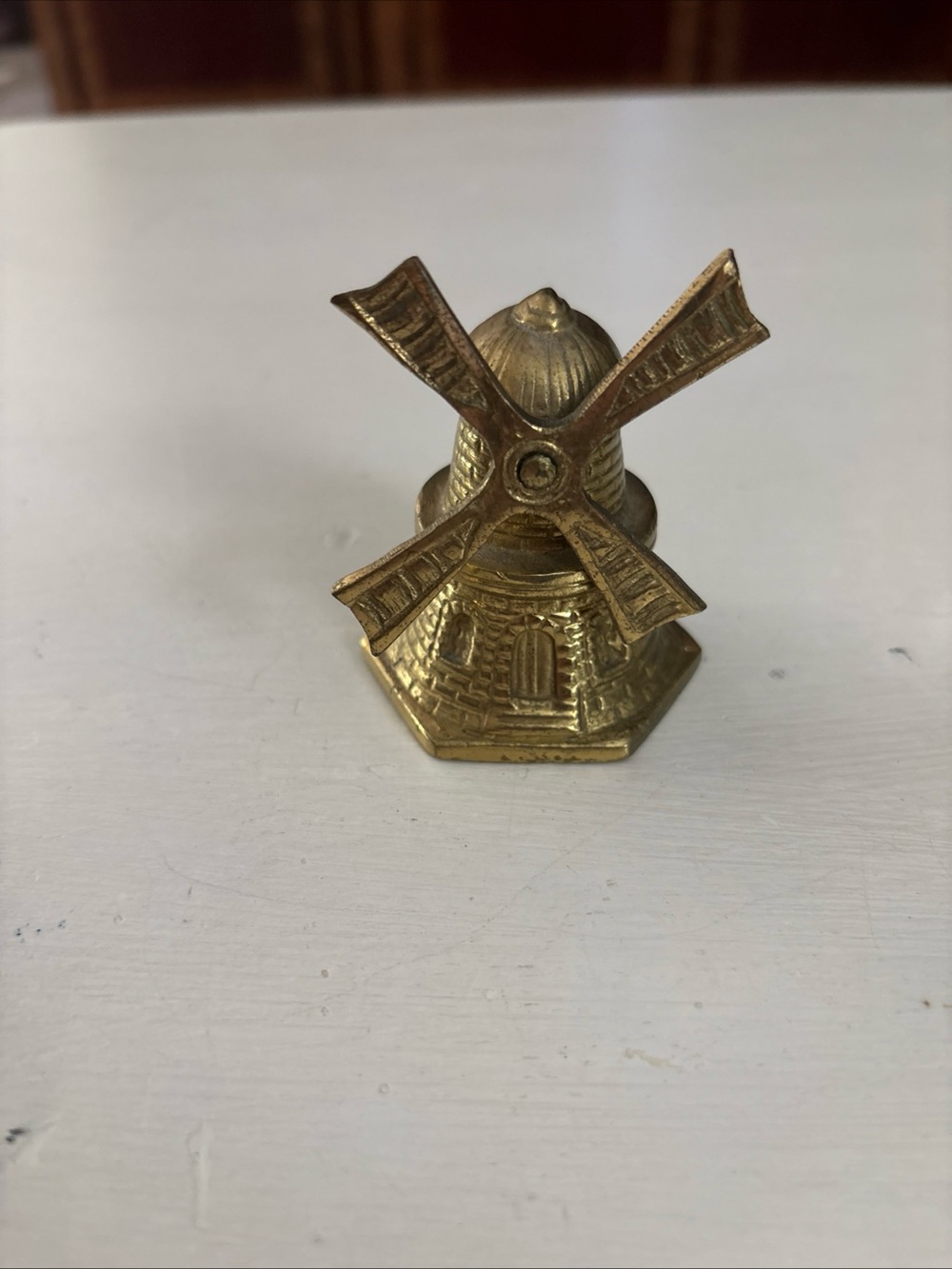 Vintage Brass Windmill Decorative Accent - Gold Purchased in Holland 2”